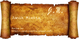 Janik Mietta névjegykártya